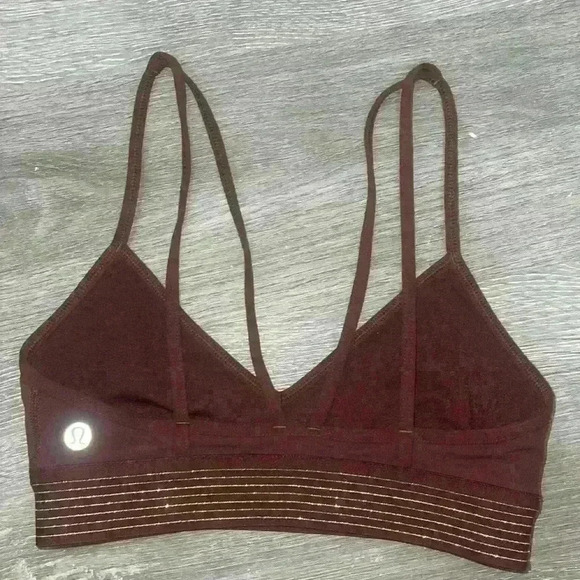 Lululemon Principal Dancer Golden Lining Bralette bra size 0 
Midnight Maroon - Picture 8 of 11